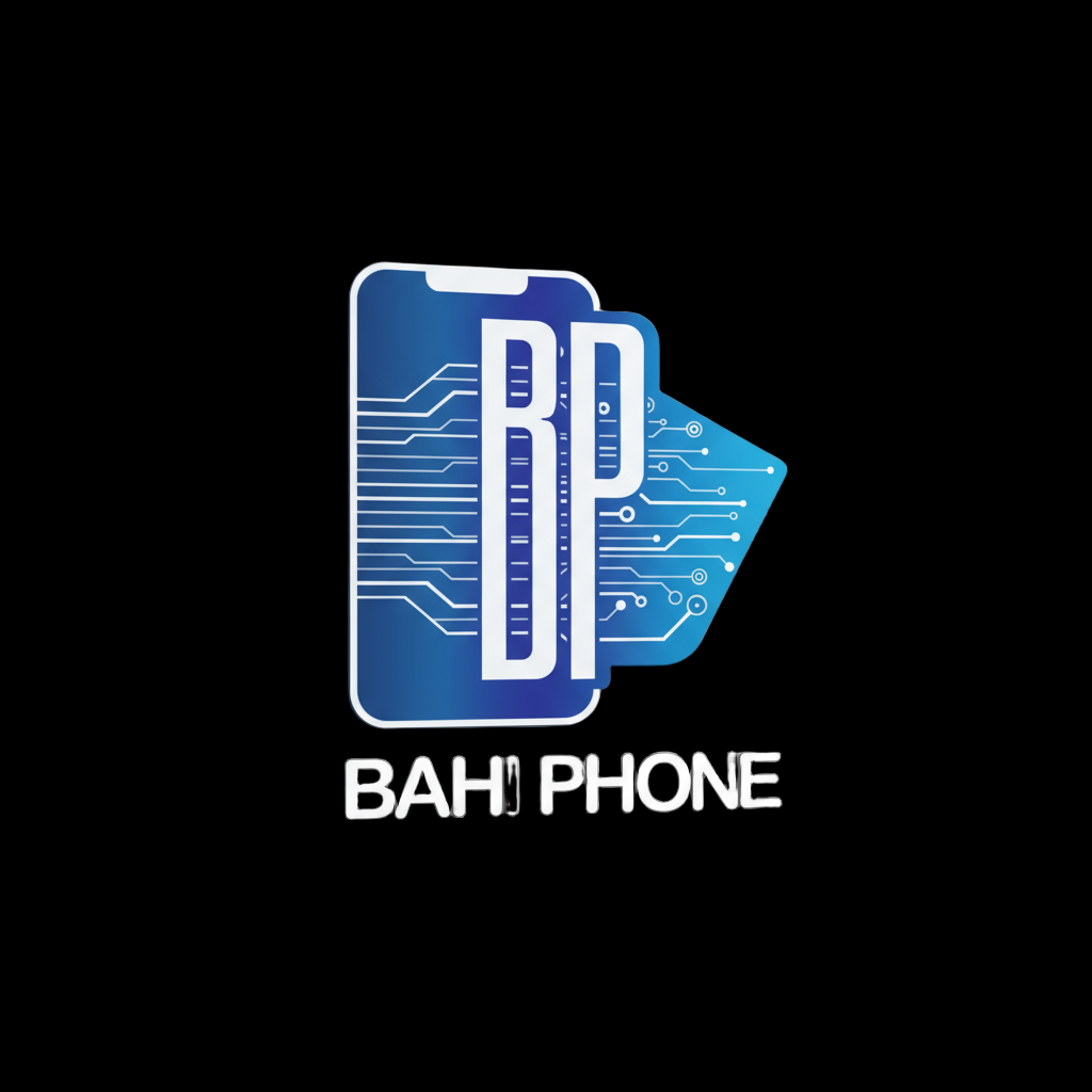 Phone case with 'BAHI PHONE' branding and circuit design on a black background